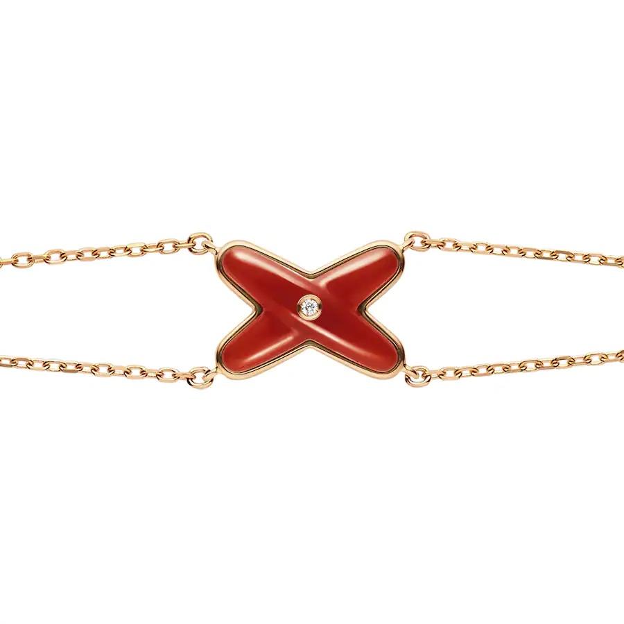 [⭐Hyrra Jewelry]JEUX BRACELET CARNELIAN PINK GOLD 1 DIAMOND