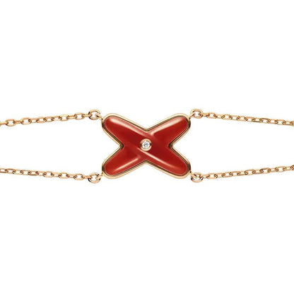 [⭐Hyrra Jewelry]JEUX BRACELET CARNELIAN PINK GOLD 1 DIAMOND