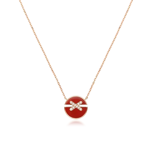 [⭐Hyrra Jewelry]JEUX DE ROSE GOLD DIAMOND NECKLACE