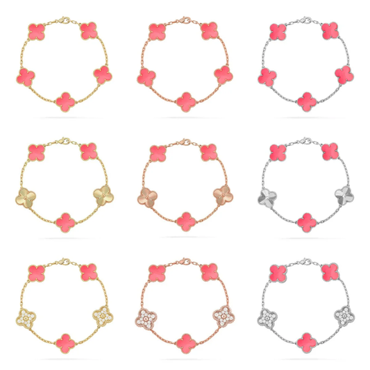 [⭐Hyrra Jewelry] CLOVER 5 MOTIFS  PINK MOP BRACELET COLLECTION