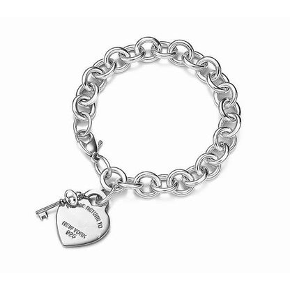 [Hyrra Jewelry]KEY HEART CARD CHUNKY INTERLOCKING BRACELET LENGTH