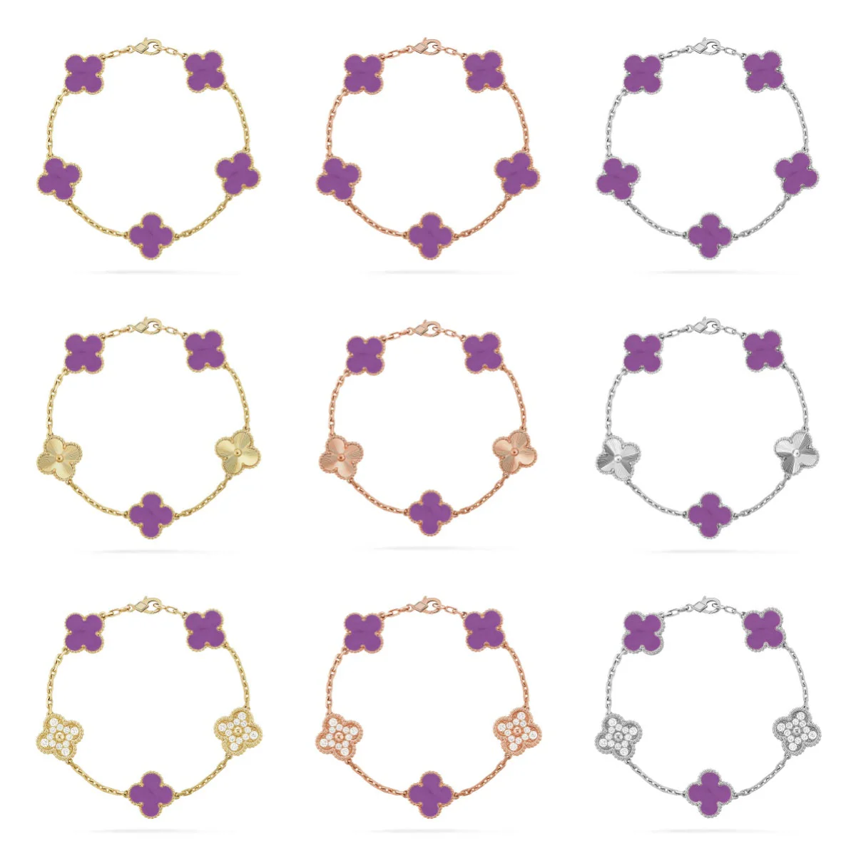 [⭐Hyrra Jewelry] CLOVER 5 MOTIF VIOLET BRACELET COLLECTION