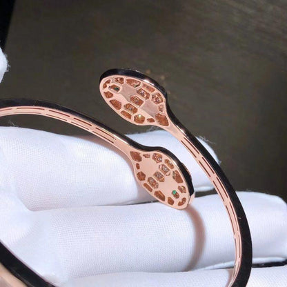[⭐Hyrra Jewelry]SERPENTI BRACELET PINK GOLD MALACHITE DIAMOND DOUBLE SNAKE