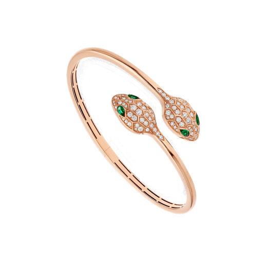 [⭐Hyrra Jewelry]SERPENTI BRACELET PINK GOLD MALACHITE DIAMOND DOUBLE SNAKE