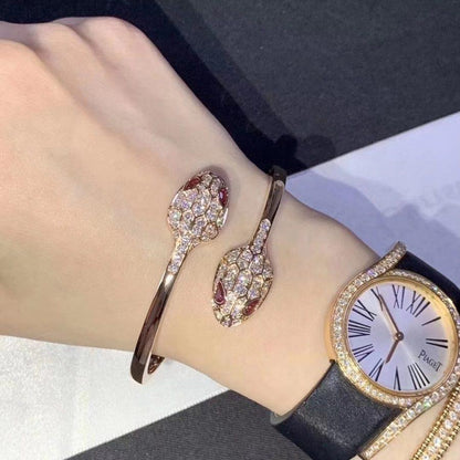 [⭐Hyrra Jewelry]SERPENTI BRACELET PINK GOLD DIAMOND DOUBLE SNAKE