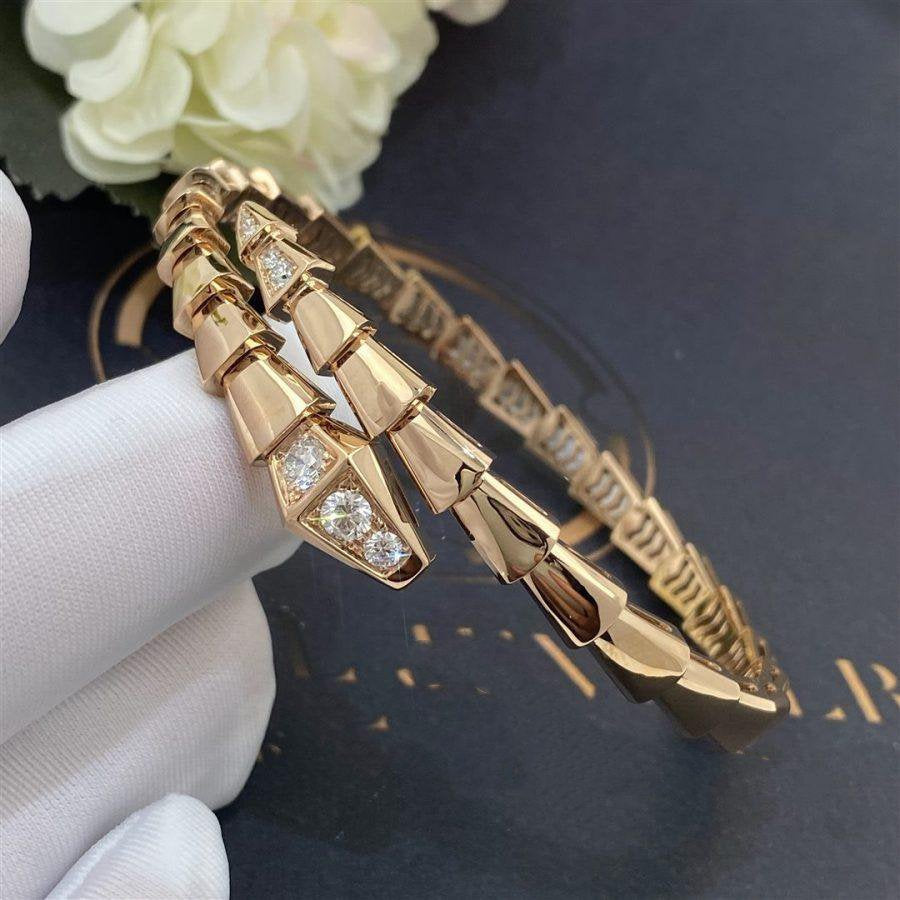 [⭐Hyrra Jewelry]SERPENTI BRACELET DIAMONDS PINK GOLD