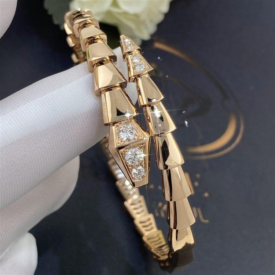 [⭐Hyrra Jewelry]SERPENTI BRACELET DIAMONDS PINK GOLD