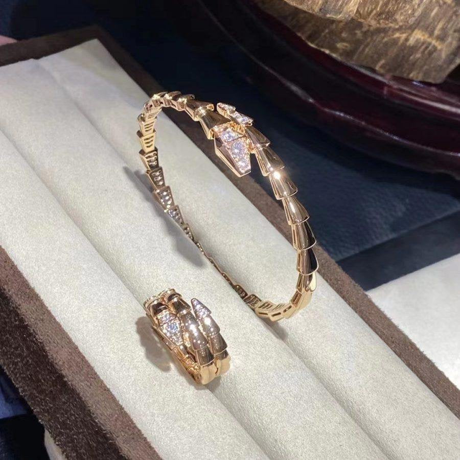 [⭐Hyrra Jewelry]SERPENTI BRACELET DIAMONDS PINK GOLD