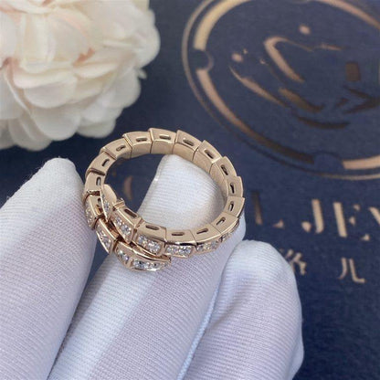 [⭐Hyrra Jewelry]SERPENTI RING PINK GOLD DIAMOND PAVED 4MM