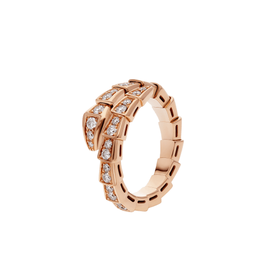 [⭐Hyrra Jewelry]SERPENTI RING PINK GOLD DIAMOND PAVED 4MM