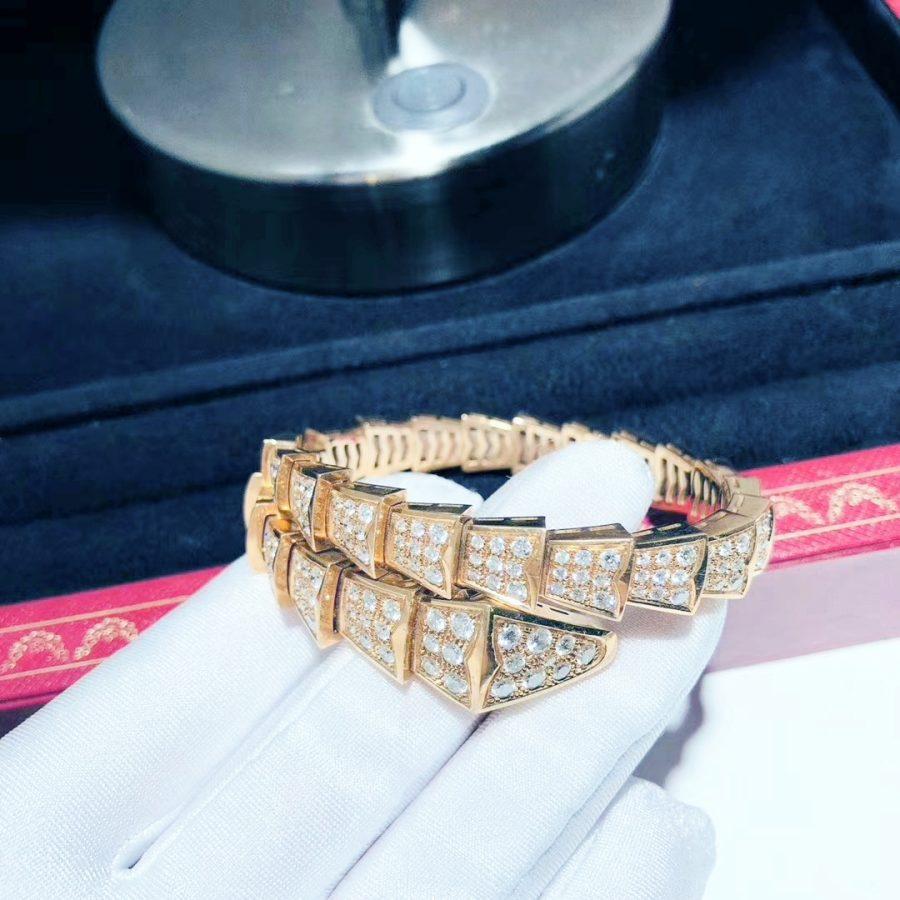 [⭐Hyrra Jewelry]SERPENTI BRACELET 8MM PINK GOLD DIAMOND