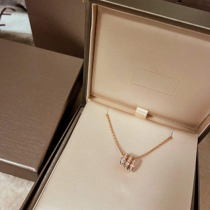 [⭐Hyrra Jewelry]SERPENTI PINK GOLD NECKLACE DOUBLE RING DIAMOND