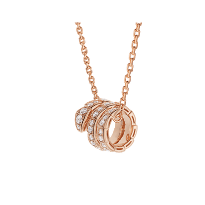 [⭐Hyrra Jewelry]SERPENTI PINK GOLD NECKLACE DOUBLE RING DIAMOND