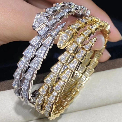 [⭐Hyrra Jewelry]SERPENTI BRACELET GOLD DIAMOND DOUBLE ROW