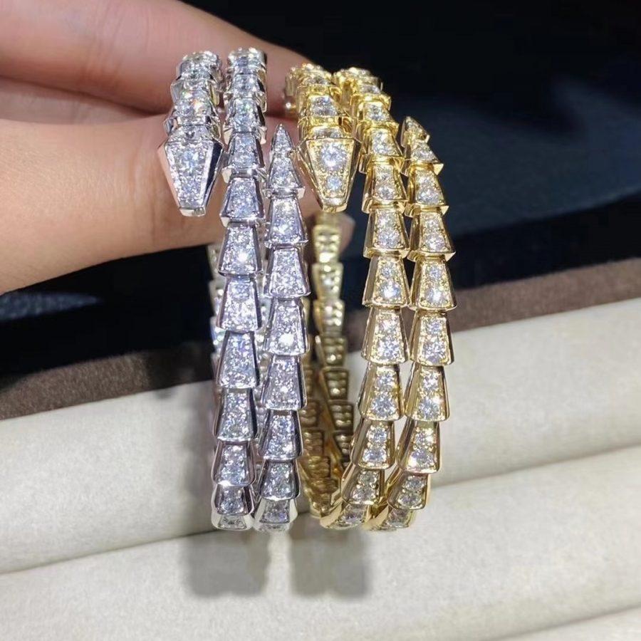 [⭐Hyrra Jewelry]SERPENTI BRACELET GOLD DIAMOND DOUBLE ROW