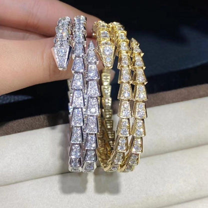 [⭐Hyrra Jewelry]SERPENTI BRACELET GOLD DIAMOND DOUBLE ROW