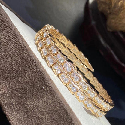[⭐Hyrra Jewelry]SERPENTI BRACELET GOLD DIAMOND DOUBLE ROW