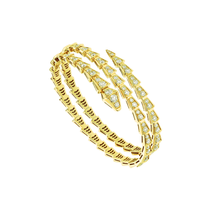 [⭐Hyrra Jewelry]SERPENTI BRACELET GOLD DIAMOND DOUBLE ROW