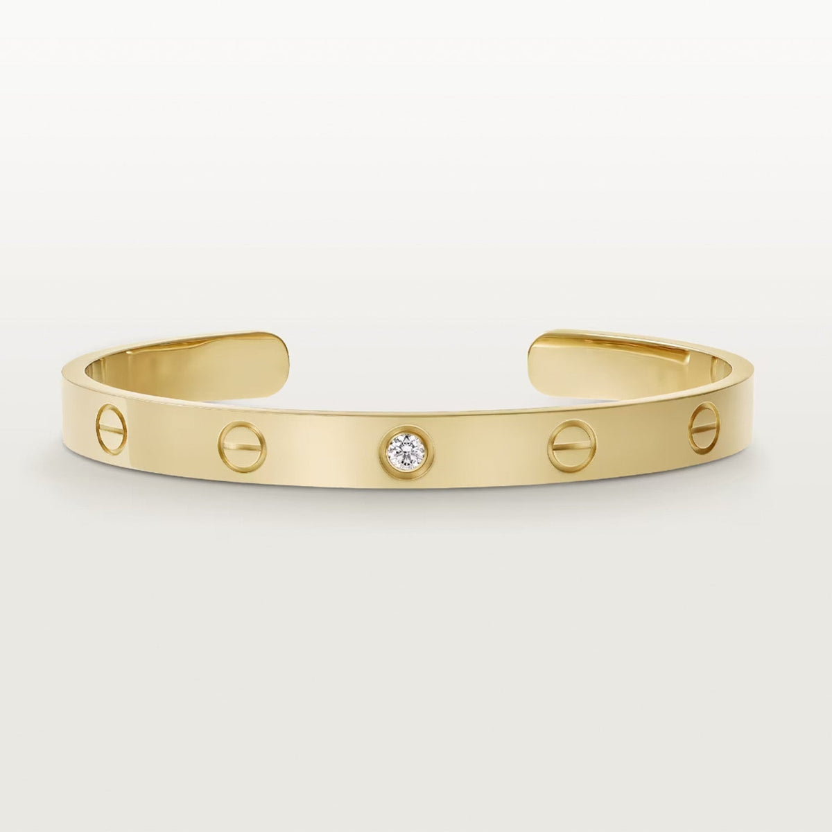 [⭐Hyrra Jewelry]LOVE BRACELET 6.1MM 1 DIAMOND OPEN CUFF