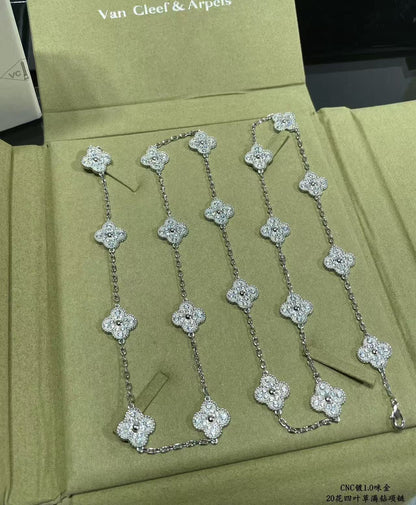 [⭐Hyrra Jewelry]CLOVER 20 MOTIFS FULL-DIAMOND NECKLACE