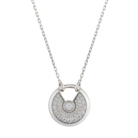 [⭐Hyrra Jewelry]AMULETTE SILVER FULL DIAMOND NECKLACE