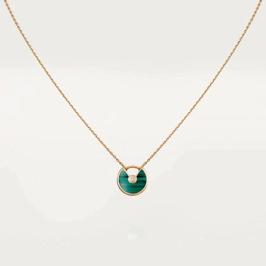 [⭐Hyrra Jewelry]AMULETTE ROSE GOLD MALACHITE NECKLACE