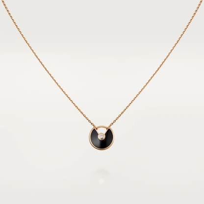[⭐Hyrra Jewelry]AMULETTE ROSE GOLD ONYX NECKLACE