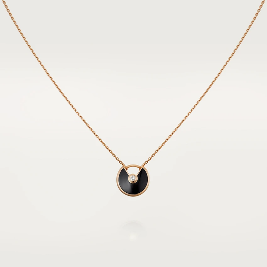[⭐Hyrra Jewelry]AMULETTE ROSE GOLD ONYX NECKLACE