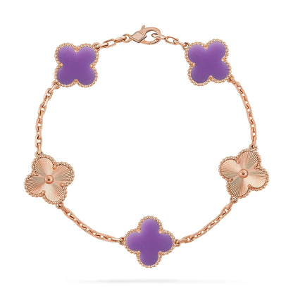 [⭐Hyrra Jewelry]CLOVER 5 MOTIF LIGHT PURPLE BRACELET COLLECTION
