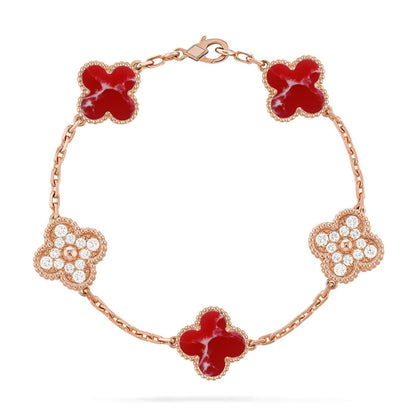 [⭐Hyrra Jewelry]CLOVER 5 MOTIF RED PATTERN BRACELET COLLECTION