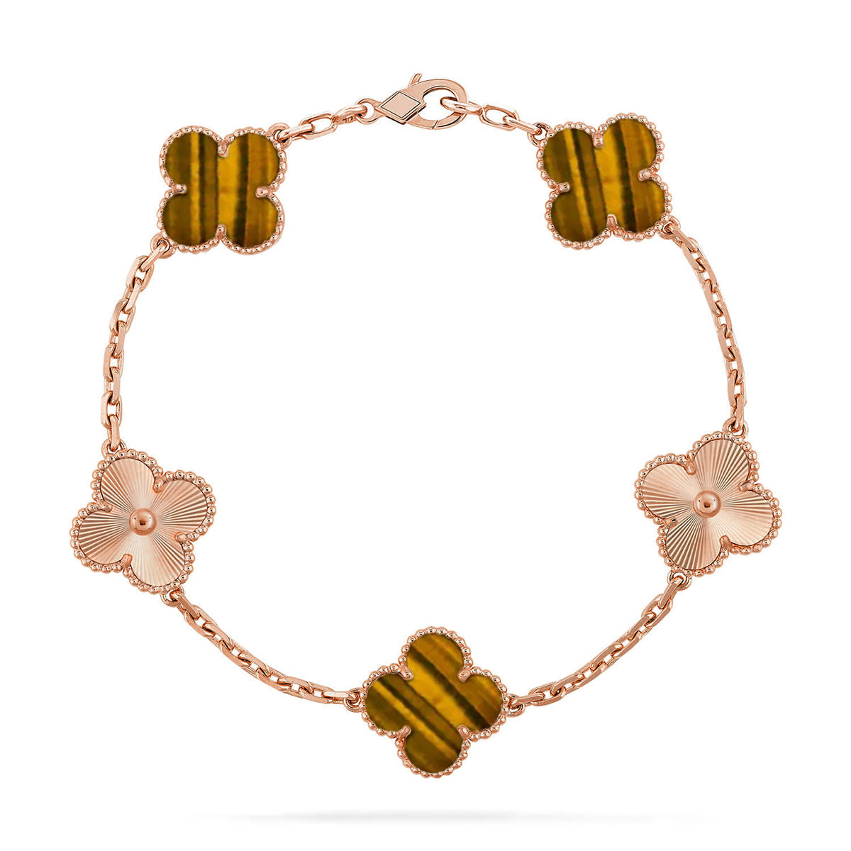[⭐Hyrra Jewelry] CLOVER 5 MOTIFS TIGER EYE BRACELET COLLECTION