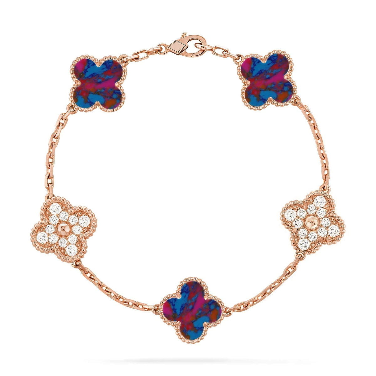 [⭐Hyrra Jewelry]CLOVER 5 MOTIF COLOR GEMSTONES BRACELET COLLECTION