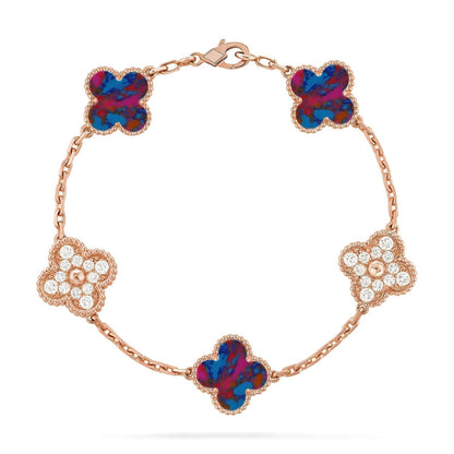 [⭐Hyrra Jewelry]CLOVER 5 MOTIF COLOR GEMSTONES BRACELET COLLECTION