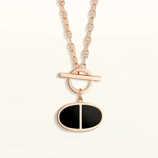 [⭐Hyrra Jewelry]CHAINE VERSO BLACK CERAMIC NECKLACE