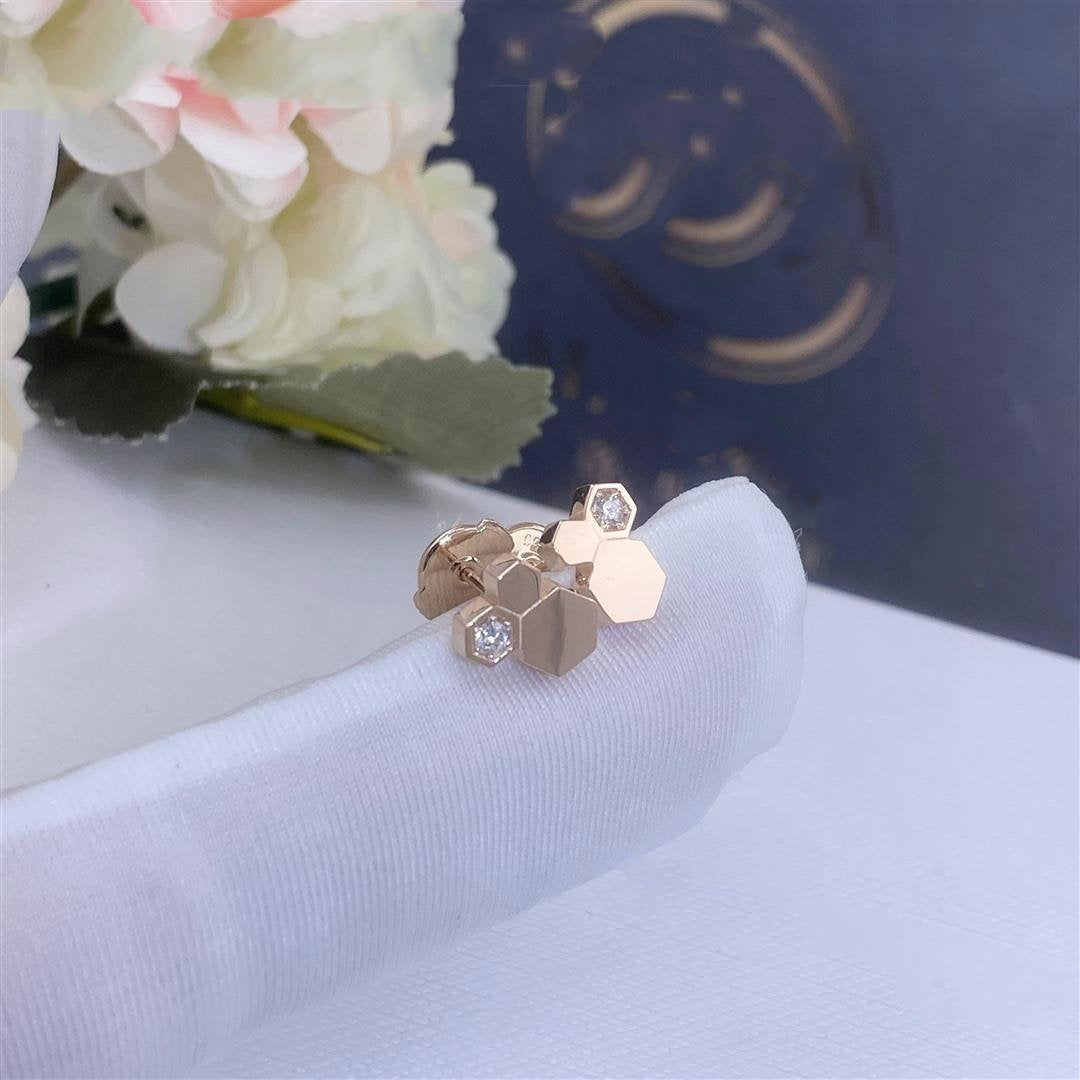 [⭐Hyrra Jewelry]BEE LOVE PINK GOLD DIAMOND EARRINGS