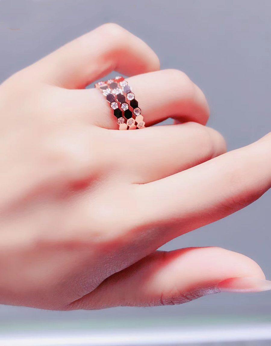 [⭐Hyrra Jewelry]BEE LOVE RING PINK GOLD DIAMOND