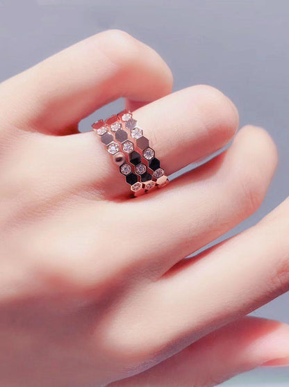 [⭐Hyrra Jewelry]BEE LOVE RING PINK GOLD DIAMOND