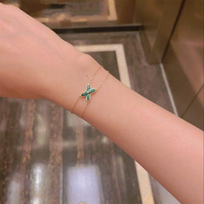 [⭐Hyrra Jewelry]JEUX BRACELET MALACHITE PINK GOLD 1 DIAMOND