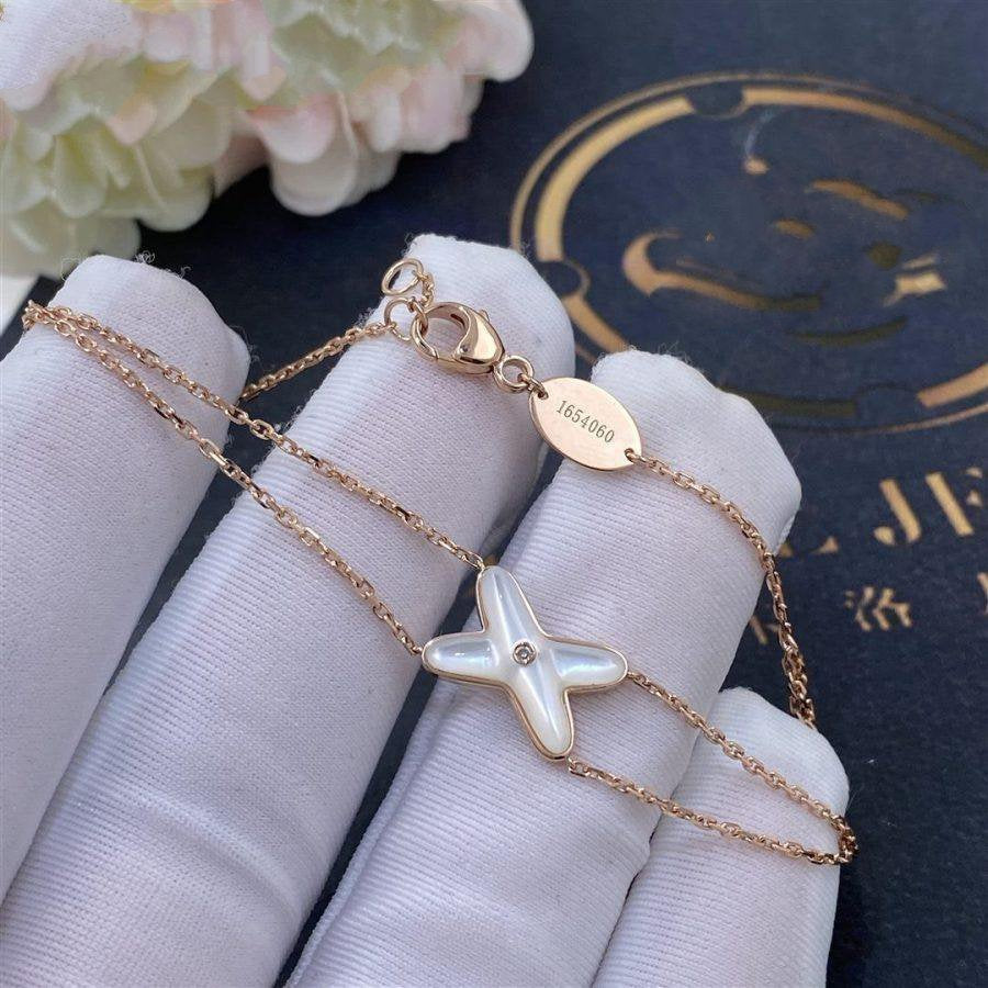 [⭐Hyrra Jewelry]JEUX BRACELET WHITE MOP PINK GOLD 1 DIAMOND