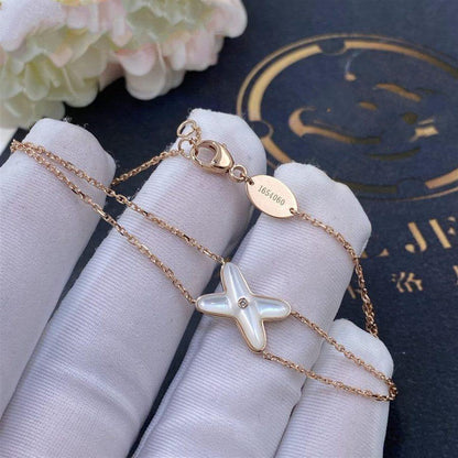 [⭐Hyrra Jewelry]JEUX BRACELET WHITE MOP PINK GOLD 1 DIAMOND
