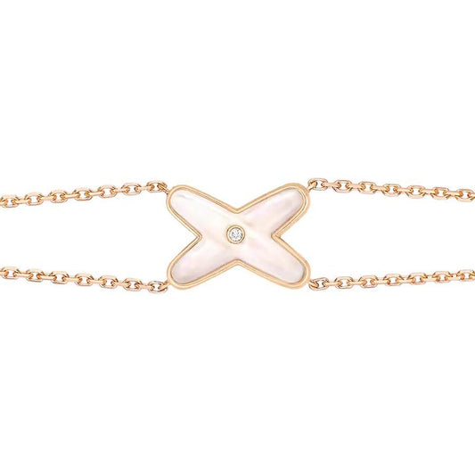 [⭐Hyrra Jewelry]JEUX BRACELET WHITE MOP PINK GOLD 1 DIAMOND