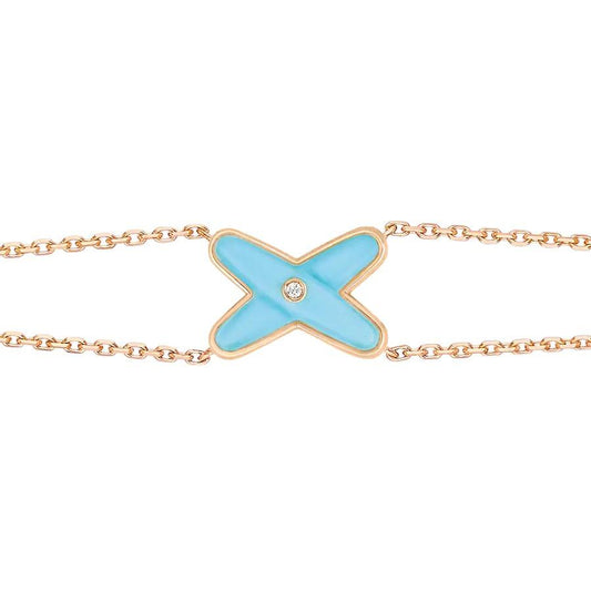 [⭐Hyrra Jewelry]JEUX BRACELET TURQUOISE PINK GOLD 1 DIAMOND