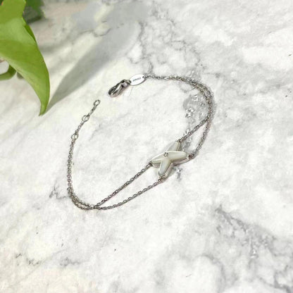 [⭐Hyrra Jewelry]JEUX BRACELET WHITE MOP SILVER 1 DIAMOND