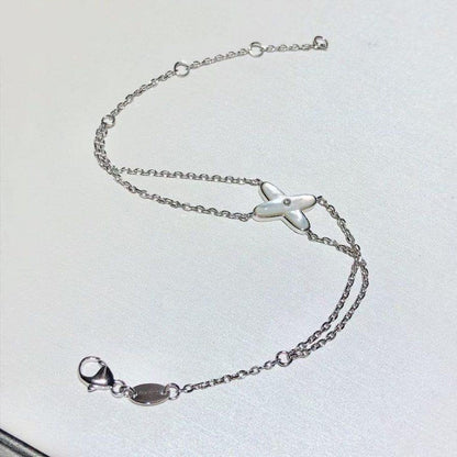 [⭐Hyrra Jewelry]JEUX BRACELET WHITE MOP SILVER 1 DIAMOND