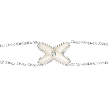[⭐Hyrra Jewelry]JEUX BRACELET WHITE MOP SILVER 1 DIAMOND