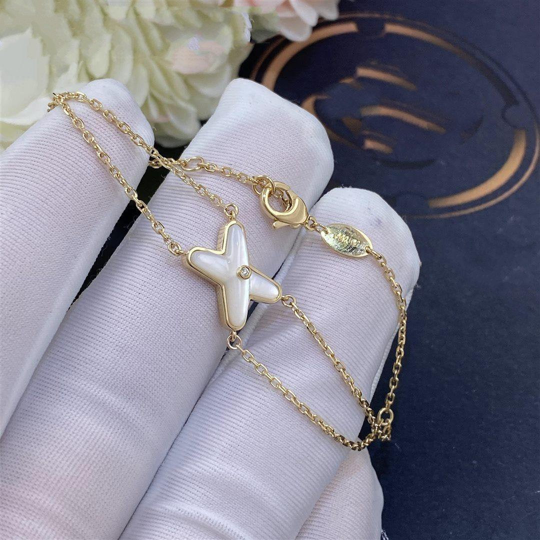 [⭐Hyrra Jewelry]JEUX BRACELET WHITE MOP GOLD 1 DIAMOND