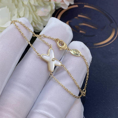 [⭐Hyrra Jewelry]JEUX BRACELET WHITE MOP GOLD 1 DIAMOND