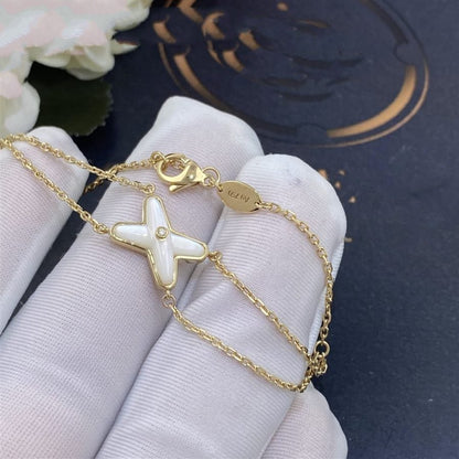 [⭐Hyrra Jewelry]JEUX BRACELET WHITE MOP GOLD 1 DIAMOND