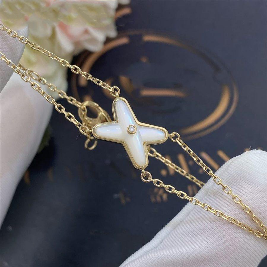 [⭐Hyrra Jewelry]JEUX BRACELET WHITE MOP GOLD 1 DIAMOND