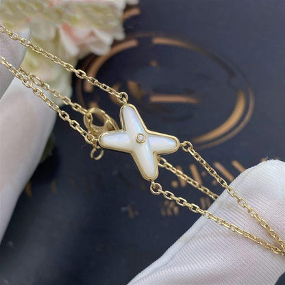 [⭐Hyrra Jewelry]JEUX BRACELET WHITE MOP GOLD 1 DIAMOND